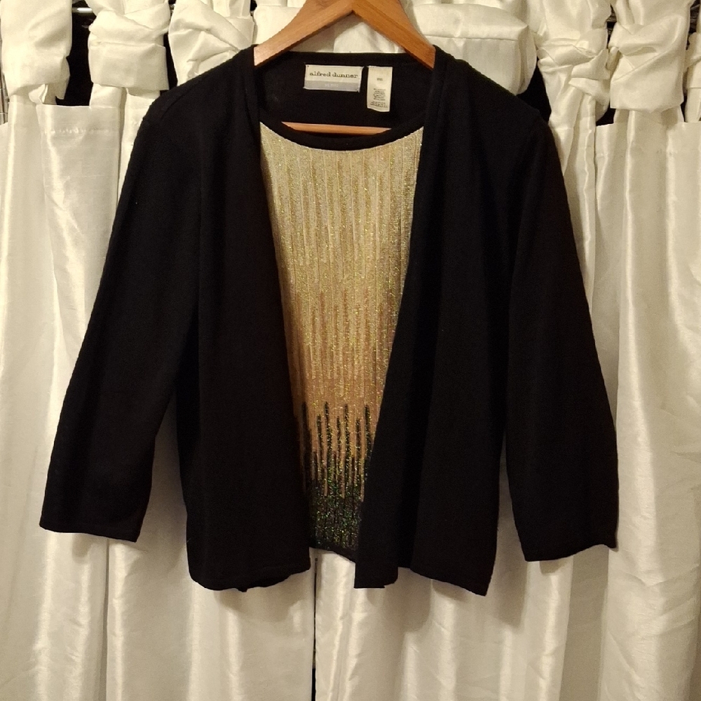 Alfred Dunner Black Cardigan With Attatched Sweater. XLP